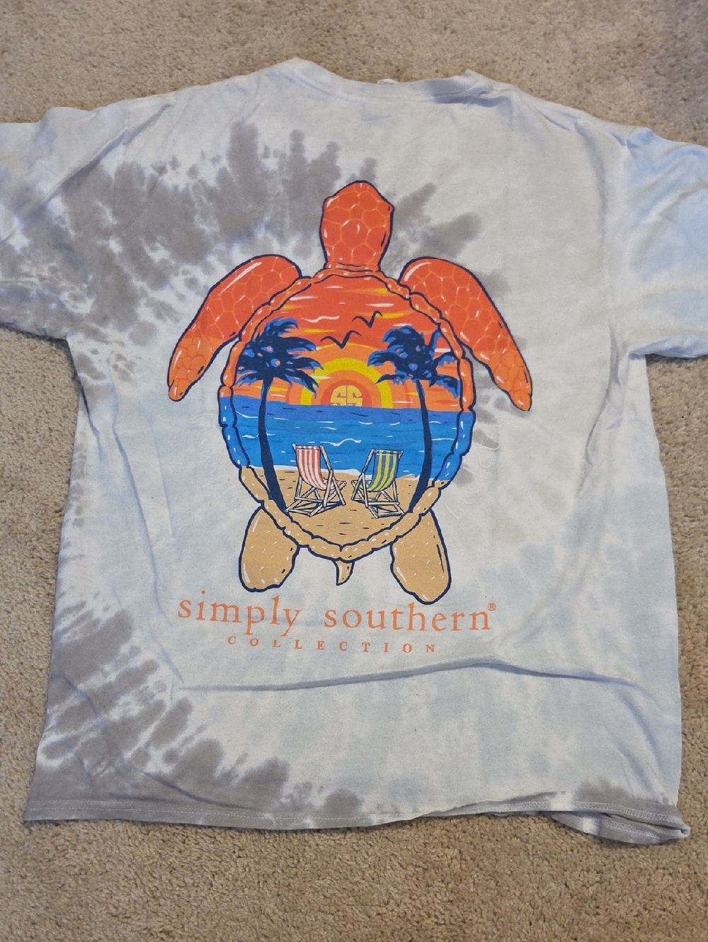 Simply Southern Tie-Dye Tee with Orange Turtle Sunset Graphic